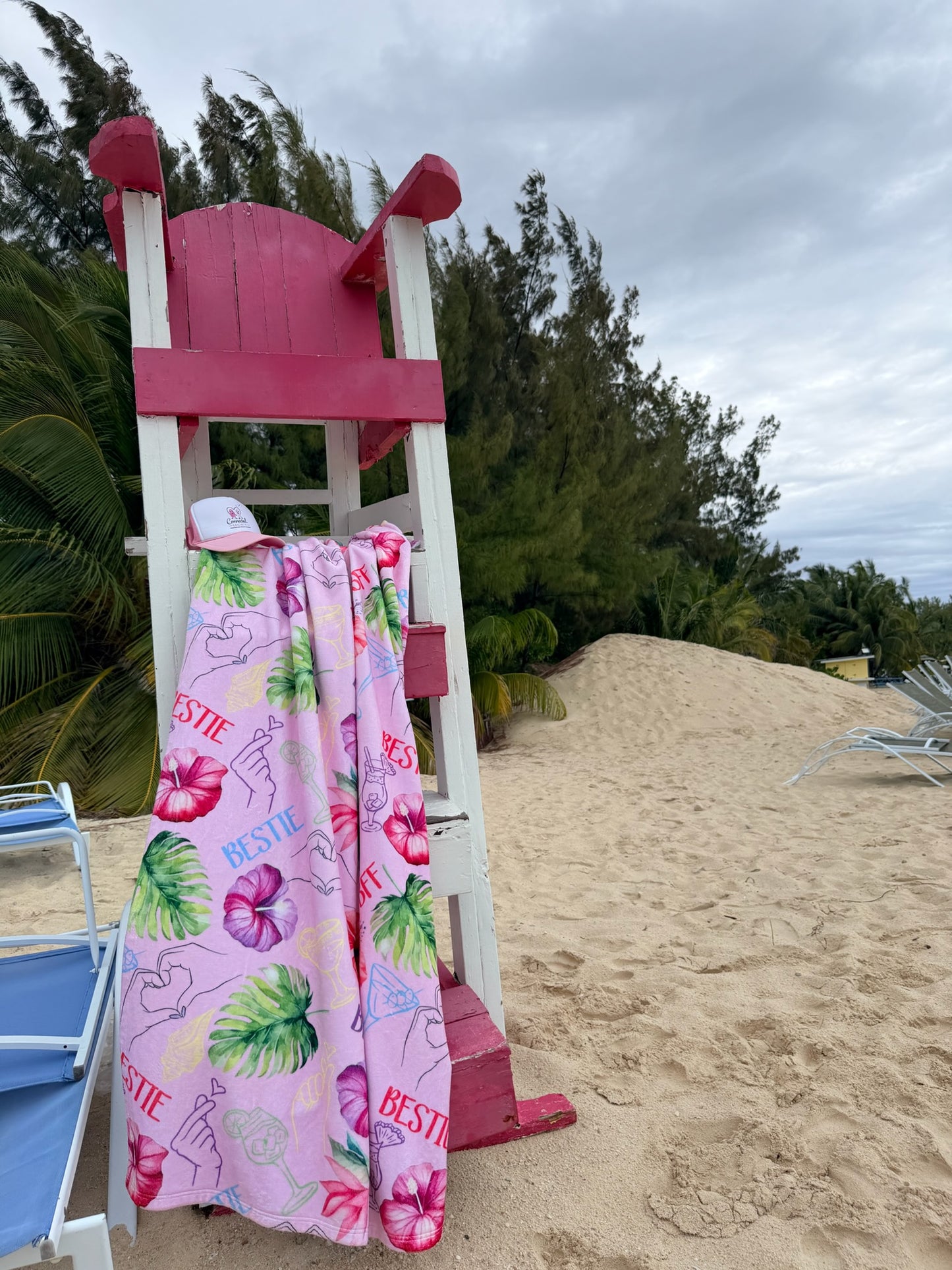 BFF Bestie Beach Towel | Floral Girls Trip Towel