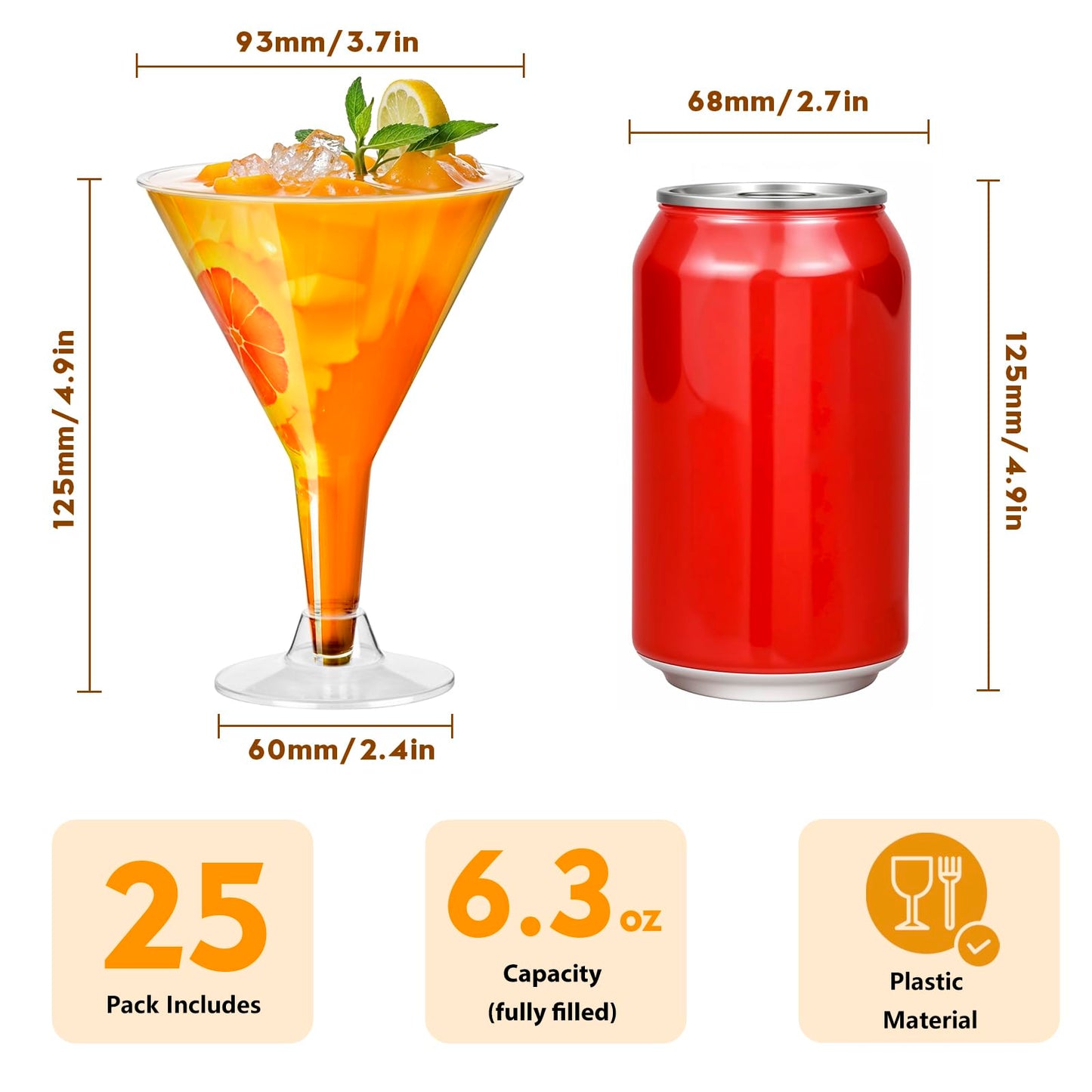 Plastic Martini Glasses Disposable 25 Pack