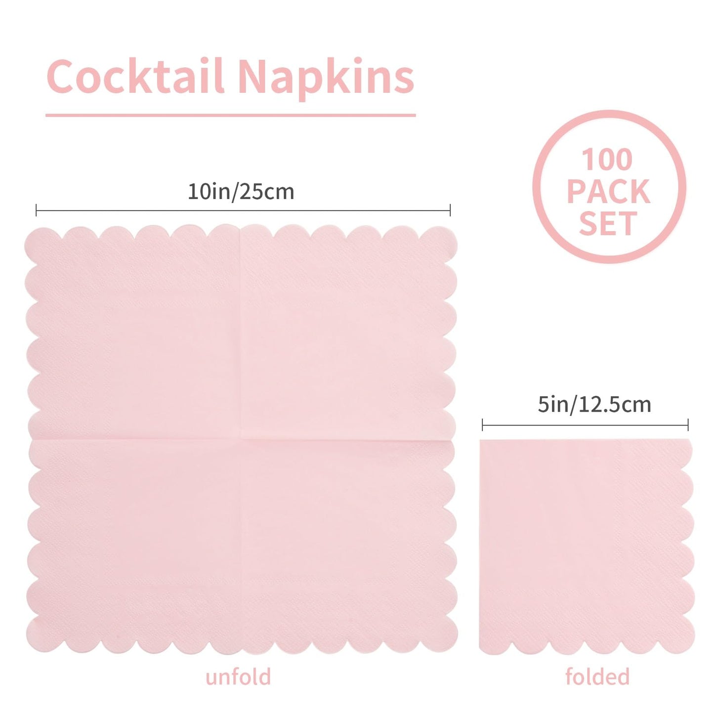 Scalloped Edged Dessert Napkins-5" x 5"-100 Pack