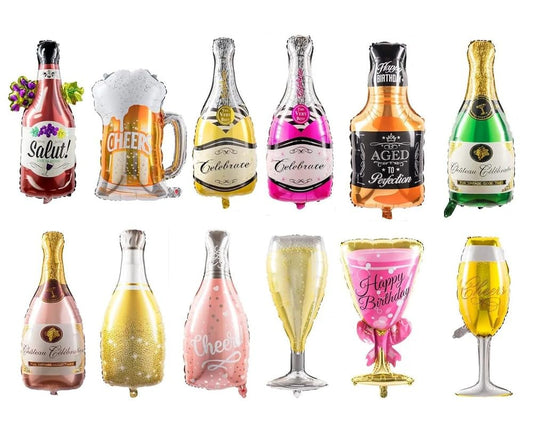 Collect Present Champagne and Wine Bottle Balloons β 12pc