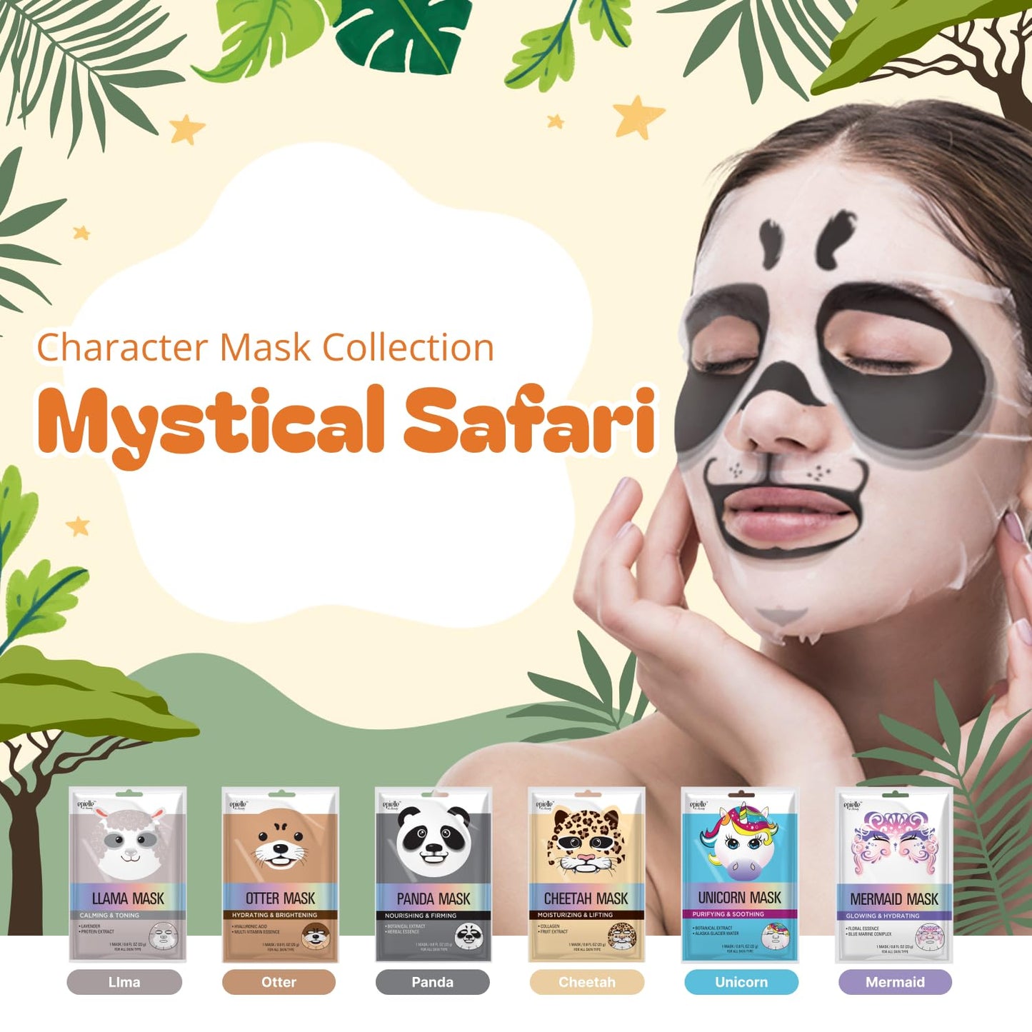 Character Face Mask Mystical Safari-6 Pack