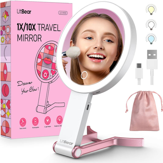 Travel Makeup Mirror with Lights (Amazon Find - LitBear Travel Makeup Mirror)