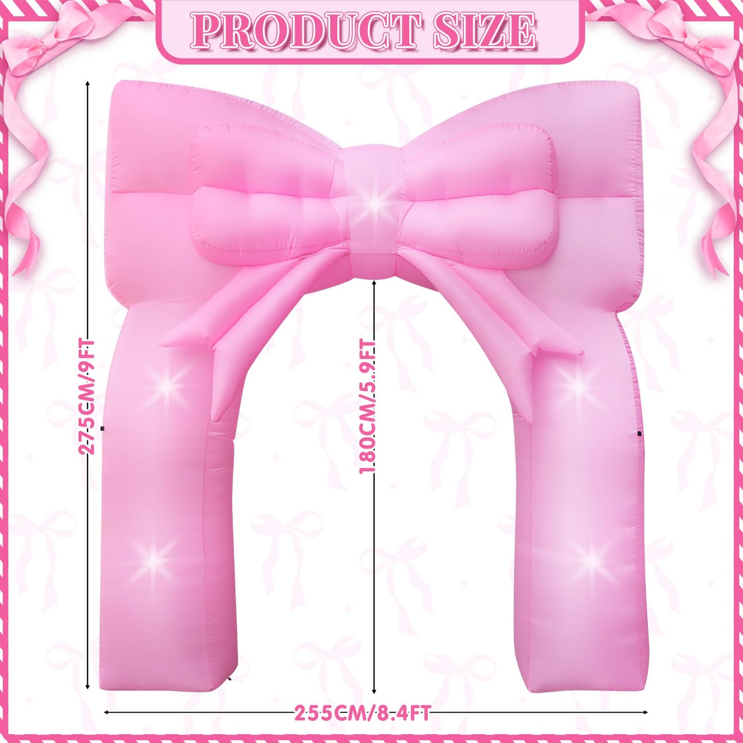 9FT Pink Bow Inflatable Decorations Giant Blow