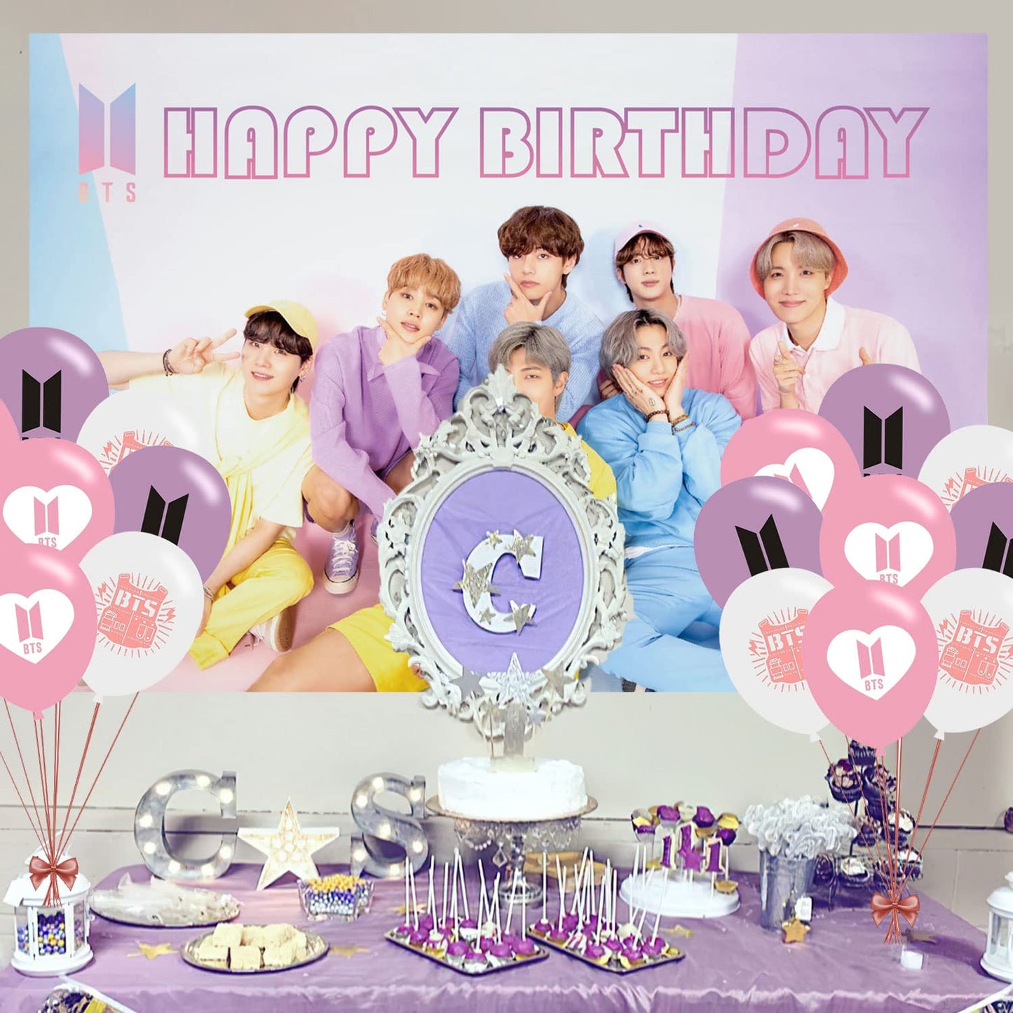 Boy Band Birthday Party Decoration 5ftx3ft Photo Background / 18 Pcs Balloons (Amazon Find -ELZEM)