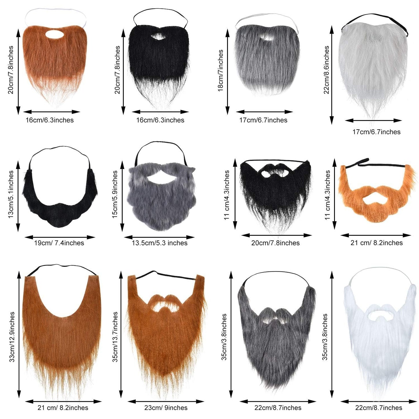 Fake Beard - Fake Mustache Costume-12 Pcs