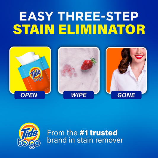 Tide To Go Stain Remover Wipes -3 Pack, (30 Wipes Total)