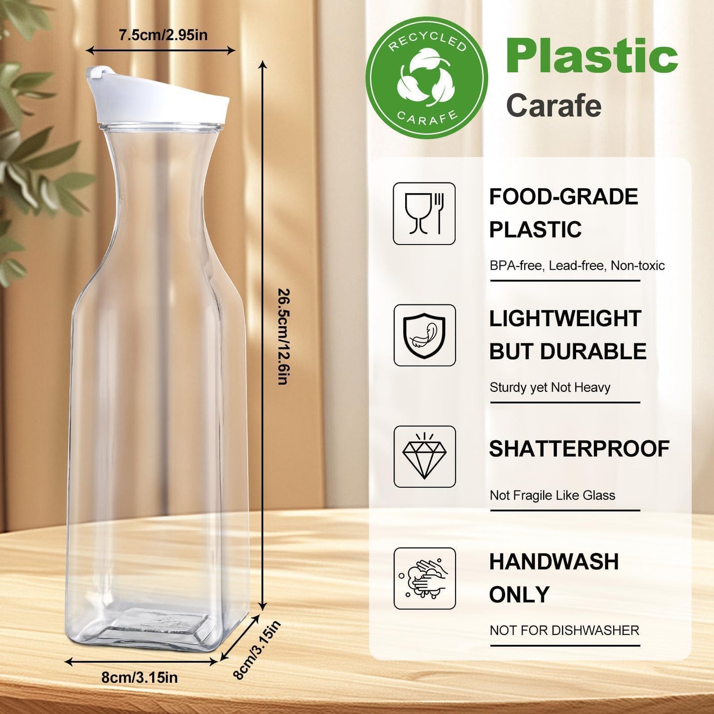 Set of 4 Plastic Carafe with Lid