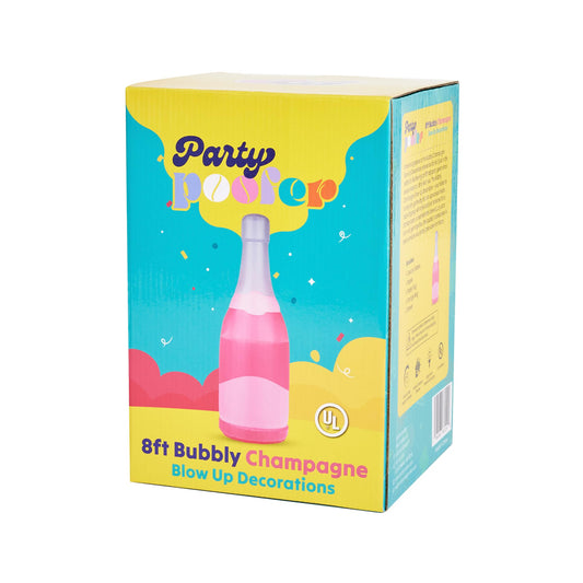 8ft Tall Bubbly Pink Blow-Up Large Inflatable Champagne Bottle
