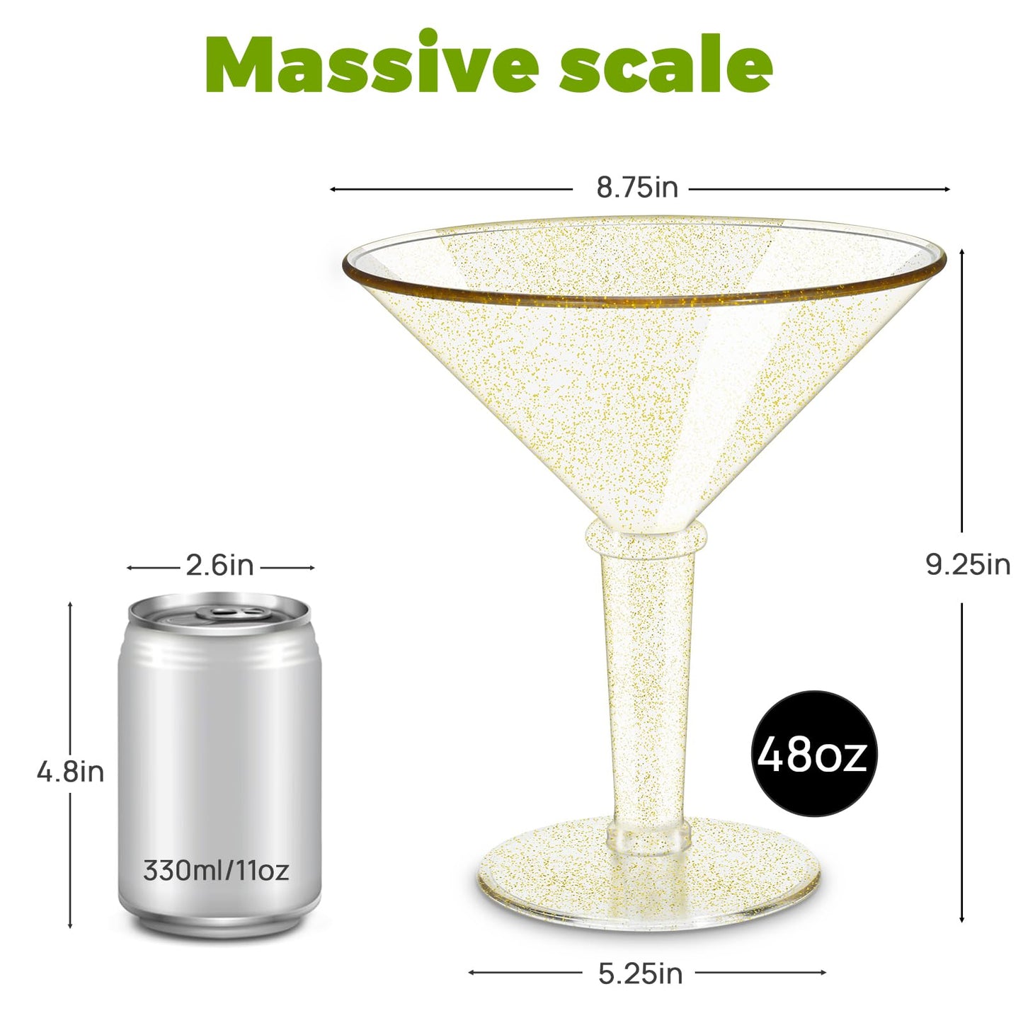 Plastic Giant Martini Glasses 48 oz-set of 4