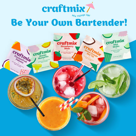 Craftmix Variety Pack Cocktail & Mocktail Drink Mixer, Skinny Mixes - Water Flavoring Packets - Made With Real Fruit - Vegan Low-Carb, Low-Sugar, Non-GMO, Dairy Free, Gluten Free, 12 Pack
