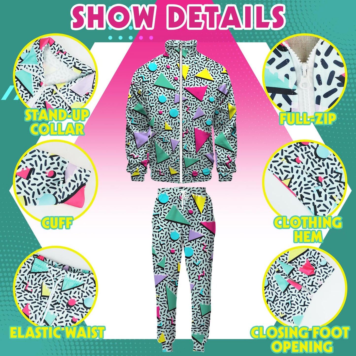 90s Outfit Sets for Men Vintage Jacket and Joggers Sweatpants