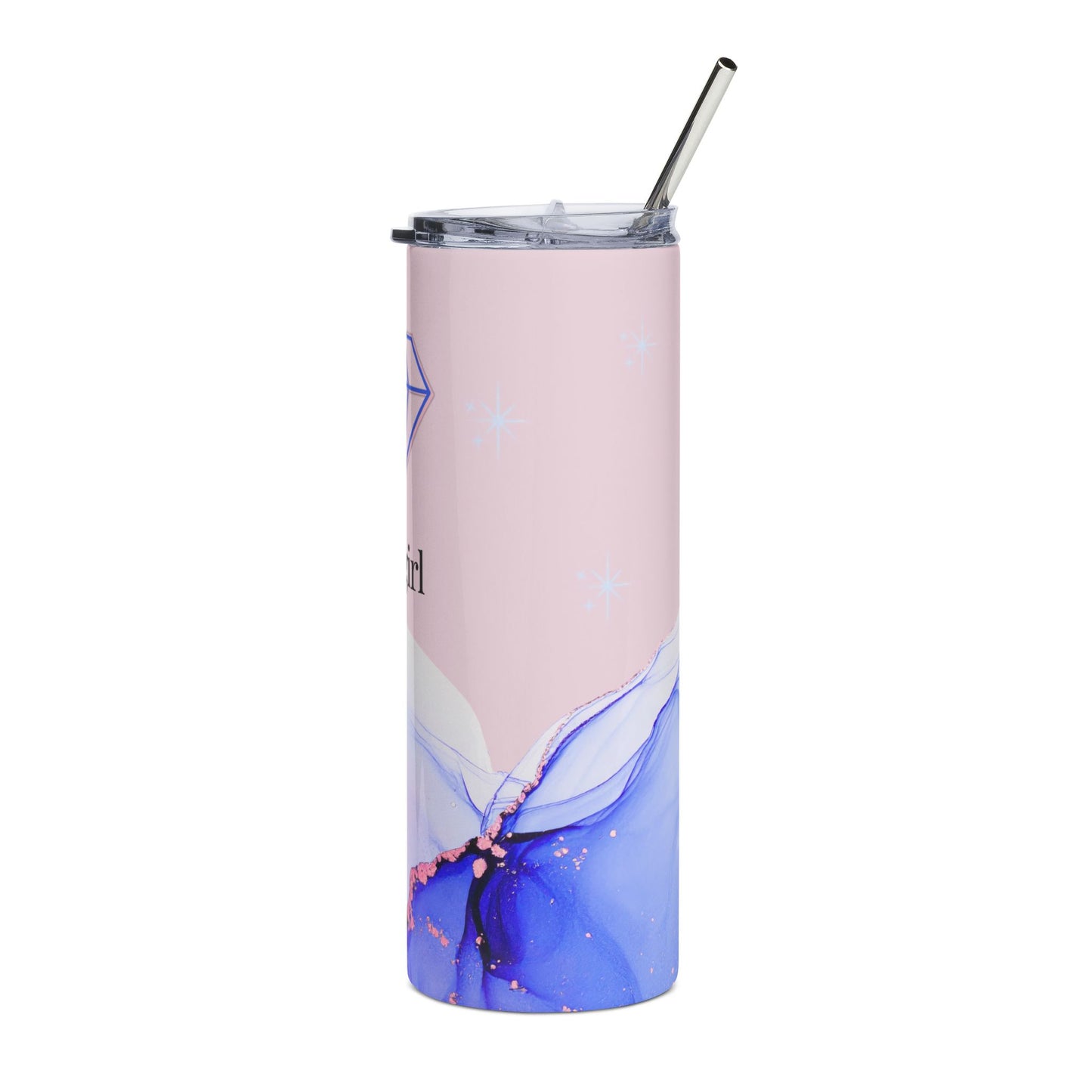 K-pop Fan Girl Stainless Steel Tumbler — 20oz Pink and Blue Diamond Travel Cup