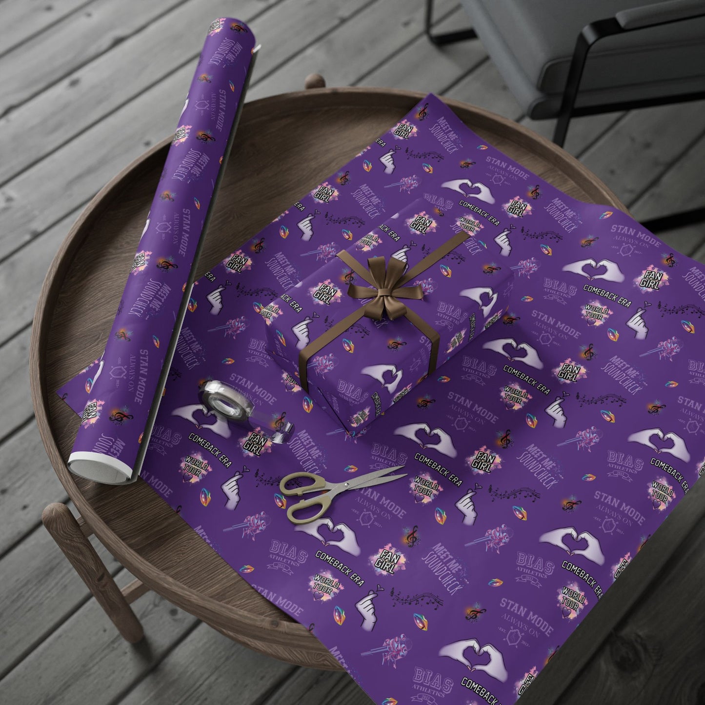 Purple K-pop Wrapping Paper | Fan Gift Wrap with Hidden Debut Detail | Aesthetic Concert Gift