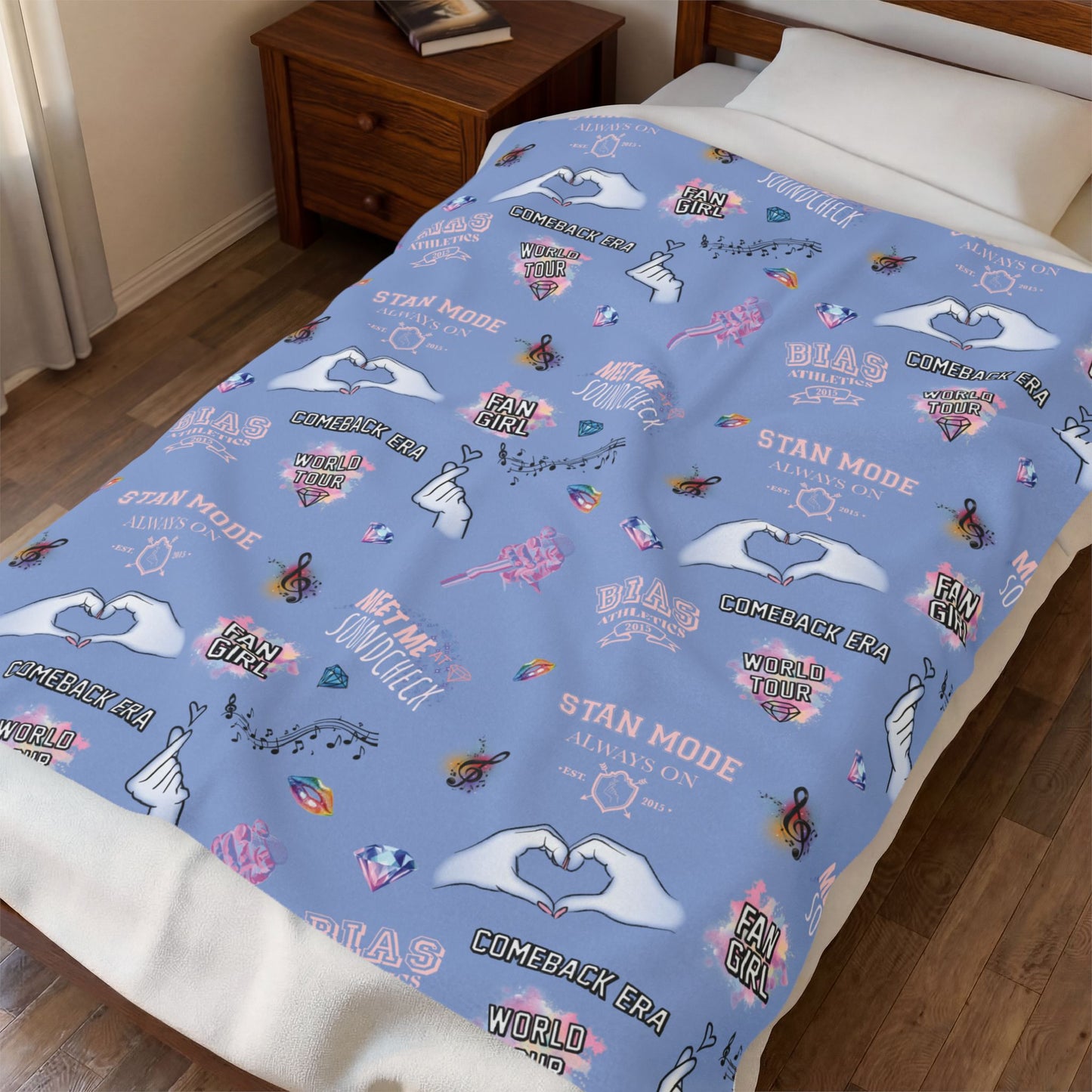 Blue K-pop Blanket | Cozy Fan Throw with Hidden Debut Detail | Soft Aesthetic Gift for Concert Fans