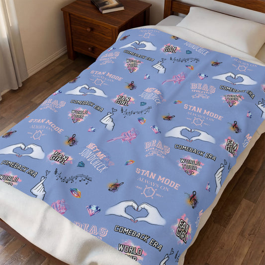 Blue K-pop Blanket | Cozy Fan Throw with Hidden Debut Detail | Soft Aesthetic Gift for Concert Fans