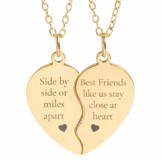 Best Friend Break Apart Heart Necklace Set