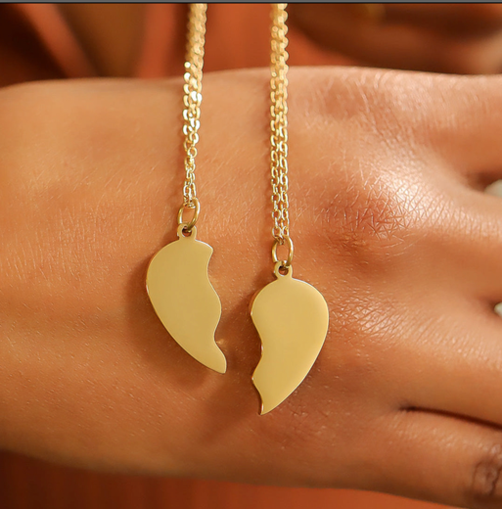 Best Friend Break Apart Heart Necklace Set