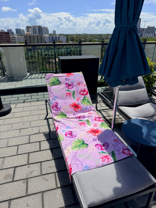 BFF Bestie Beach Towel | Floral Girls Trip Towel