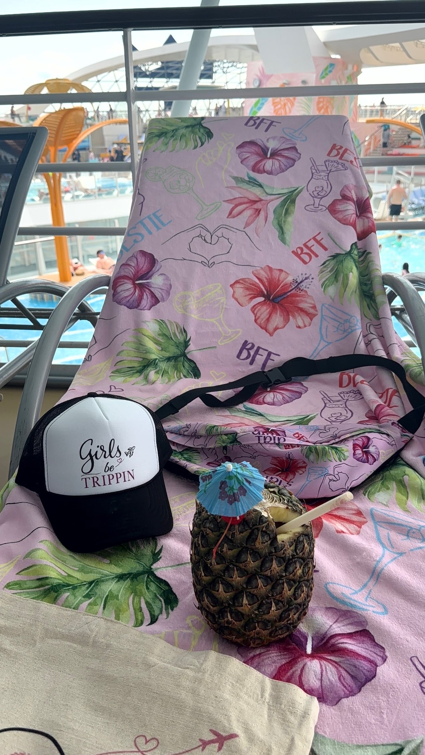 BFF Bestie Beach Towel | Floral Girls Trip Towel