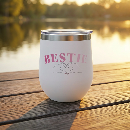 Bestie Wine Tumbler | Cute Insulated Cup for Girls Trips & Gifts