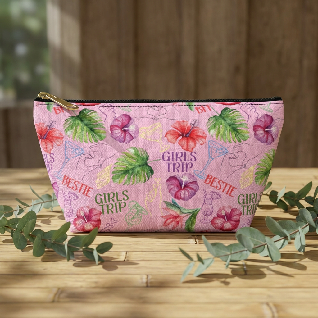 Girls Trip Survival Kit Pouch/Floral Makeup Bag