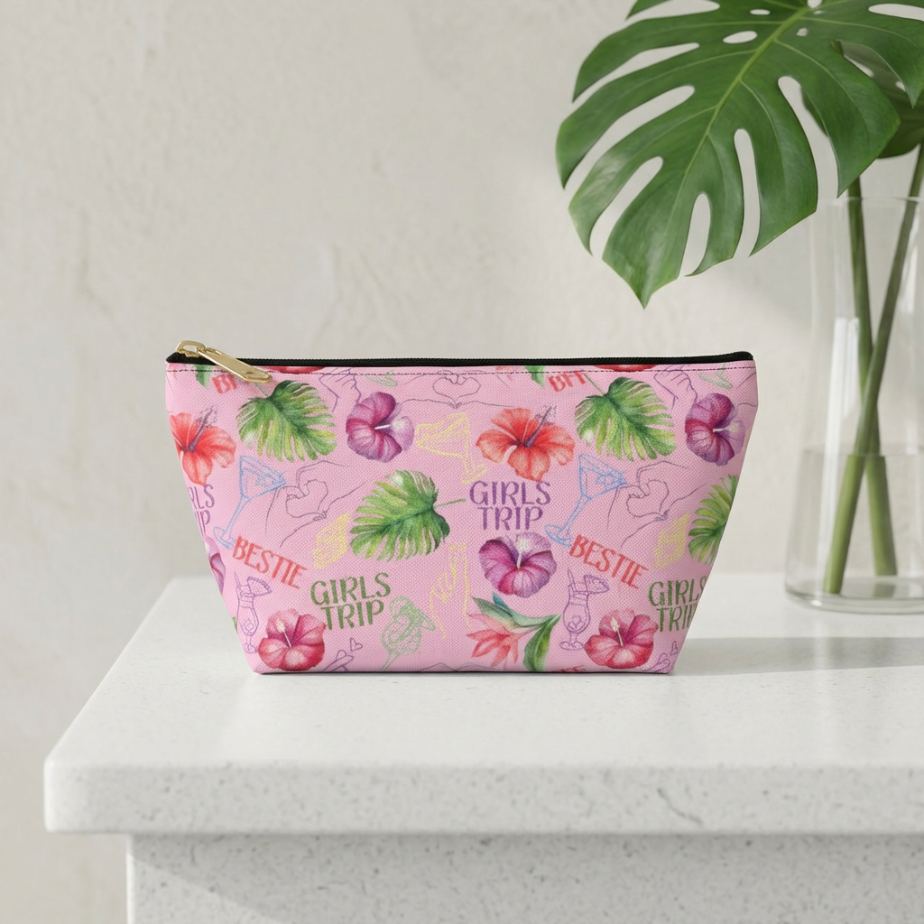 Girls Trip Survival Kit Pouch/Floral Makeup Bag