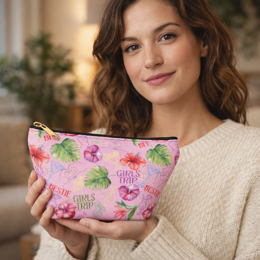 Girls Trip Survival Kit Pouch/Floral Makeup Bag