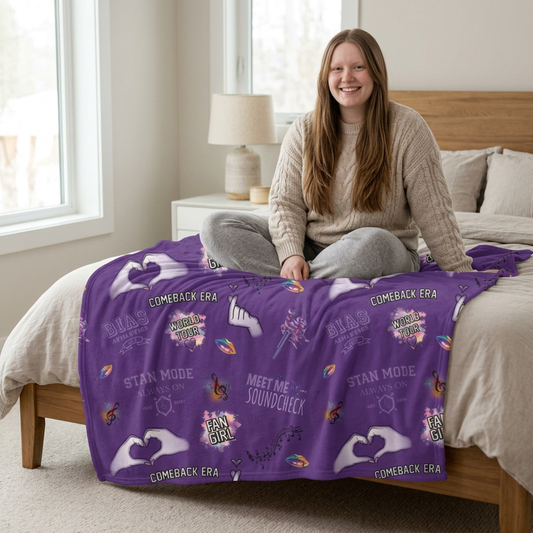 Purple K-pop Blanket | Cozy Fan Throw with Hidden Debut Detail | Soft Aesthetic Gift for Concert Fans