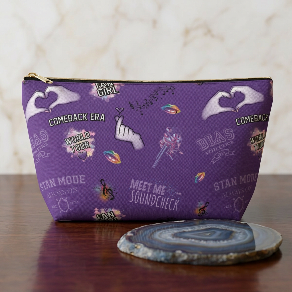 Kpop Inspired Makeup Bag | Purple Concert Cosmetic Pouch | Small & Large Travel Organizer