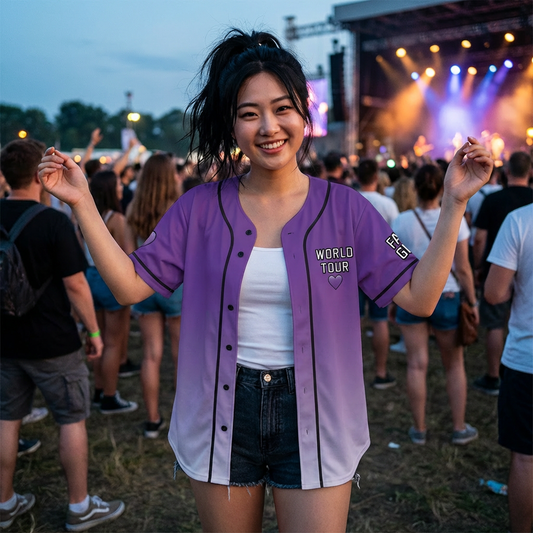 Kpop Comeback Era World Tour Baseball Jersey | Purple Gradient