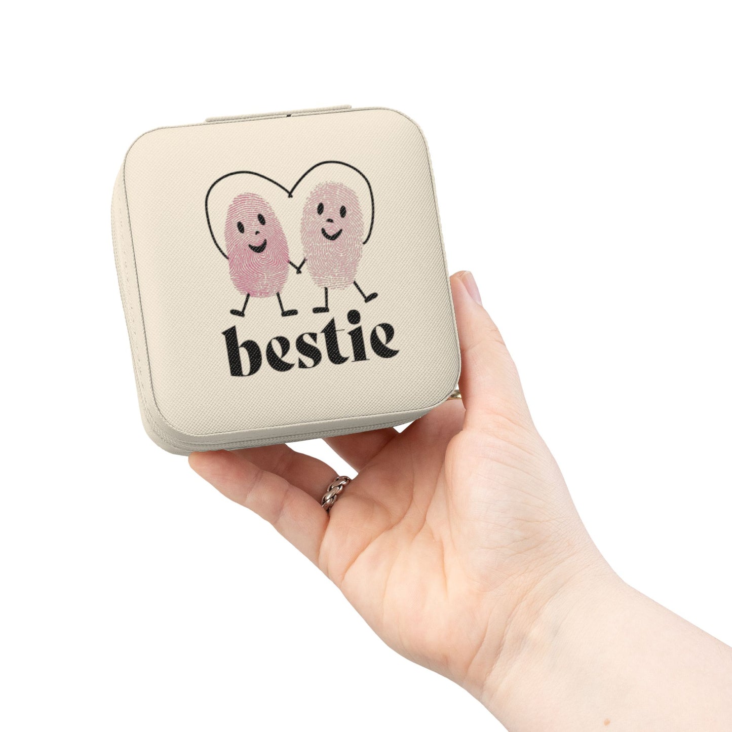 Bestie Travel Jewelry Case | Compact Jewelry Organizer with Fingerprint Design