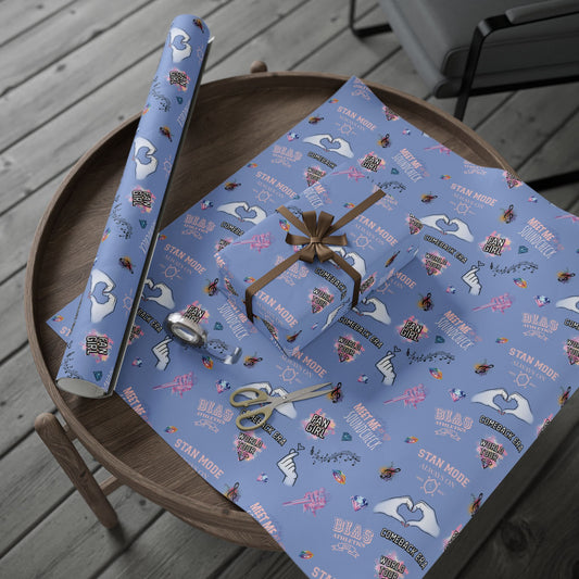 Blue K-pop Wrapping Paper | Fan Gift Wrap with Hidden Debut Detail | Aesthetic Concert Gift