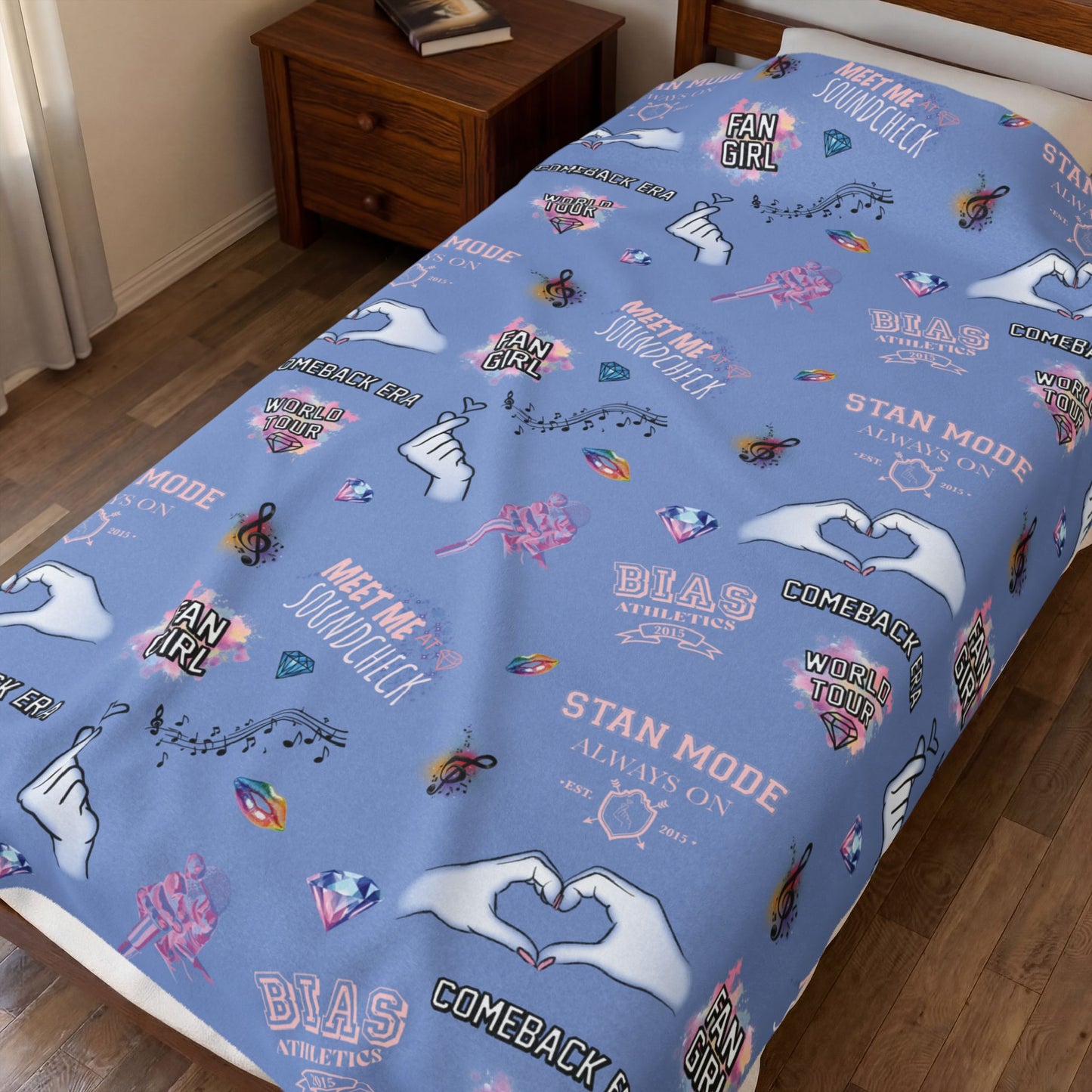 Blue K-pop Blanket | Cozy Fan Throw with Hidden Debut Detail | Soft Aesthetic Gift for Concert Fans