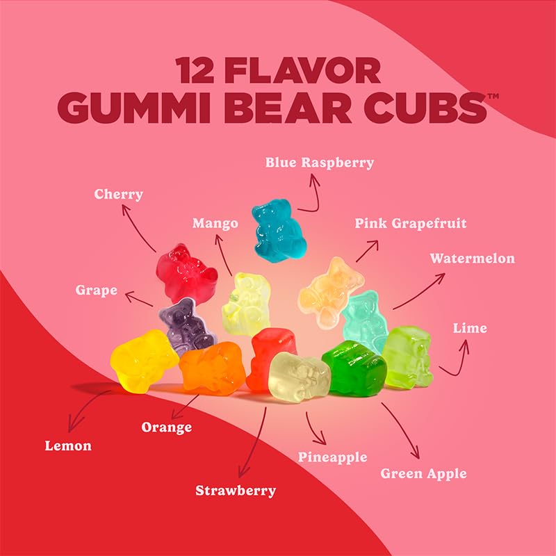 Albanese World's Best 12 Flavor Gummi Bear Cubs | 50-0.5oz Snack Packs