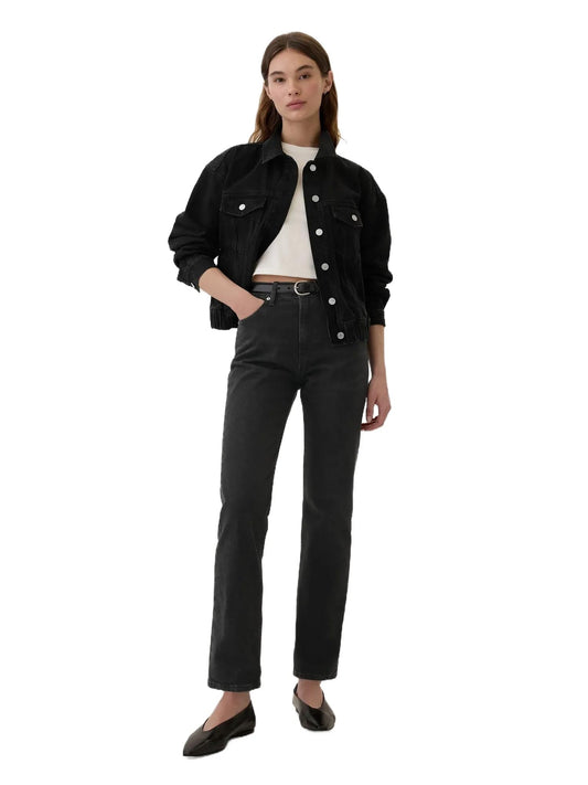 GAP Womens High Rise Straight Fit Denim Jeans Washed Black