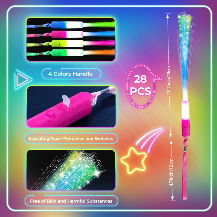 LED Glow Fiber Wands Sticks-28 PCS