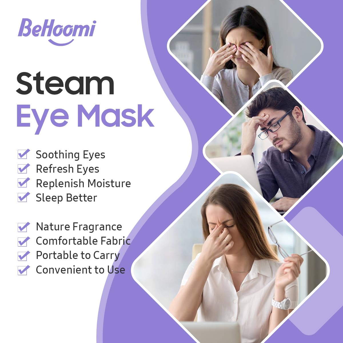 Self Heating On The Go Steam Eye Mask, 10 Packs (Amazon Find - BeHommi)