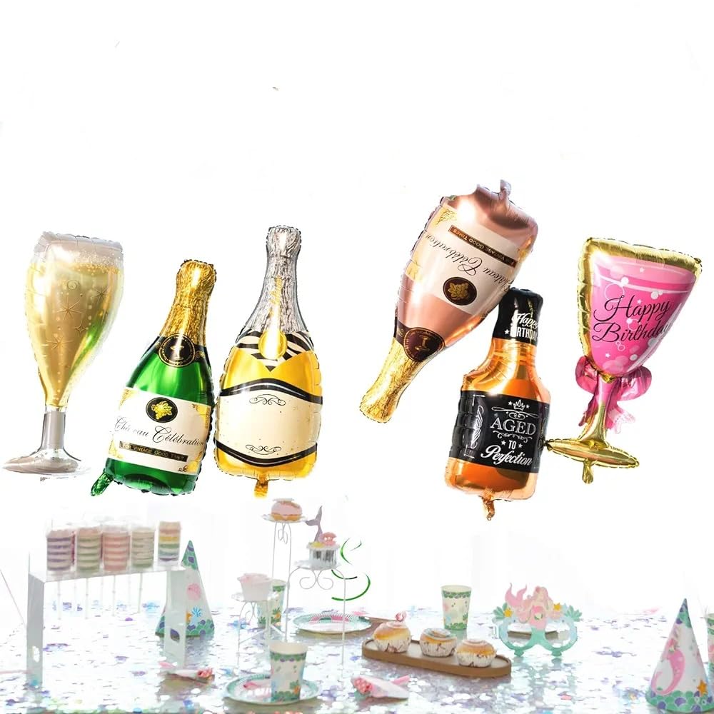 Collect Present Champagne and Wine Bottle Balloons – 12pc