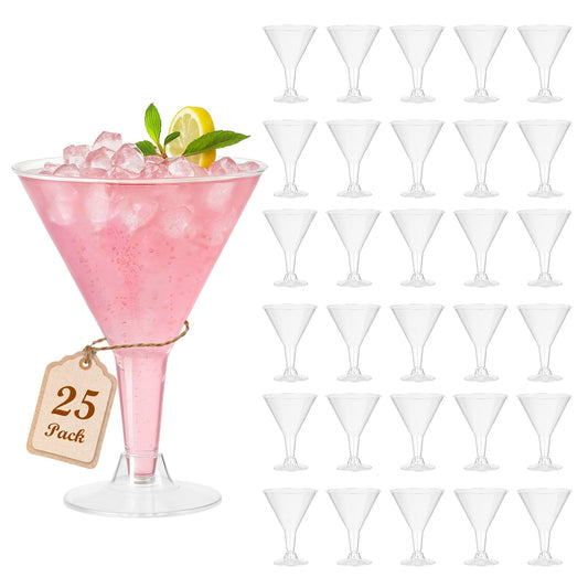 Plastic Martini Glasses Disposable 25 Pack