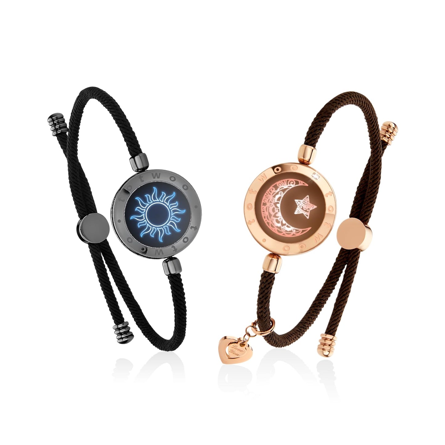 TOTWOO Long Distance Touch Bracelets for Couples, Vibration & Light up for Love Couples Bracelets | Long Distance Relationship Gifts for Girlfriend Bluetooth Pairing Jewelry