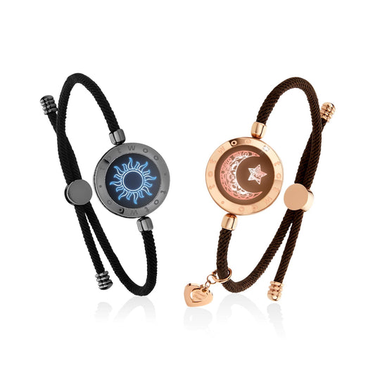 TOTWOO Long Distance Touch Bracelets for Couples, Vibration & Light up for Love Couples Bracelets | Long Distance Relationship Gifts for Girlfriend Bluetooth Pairing Jewelry