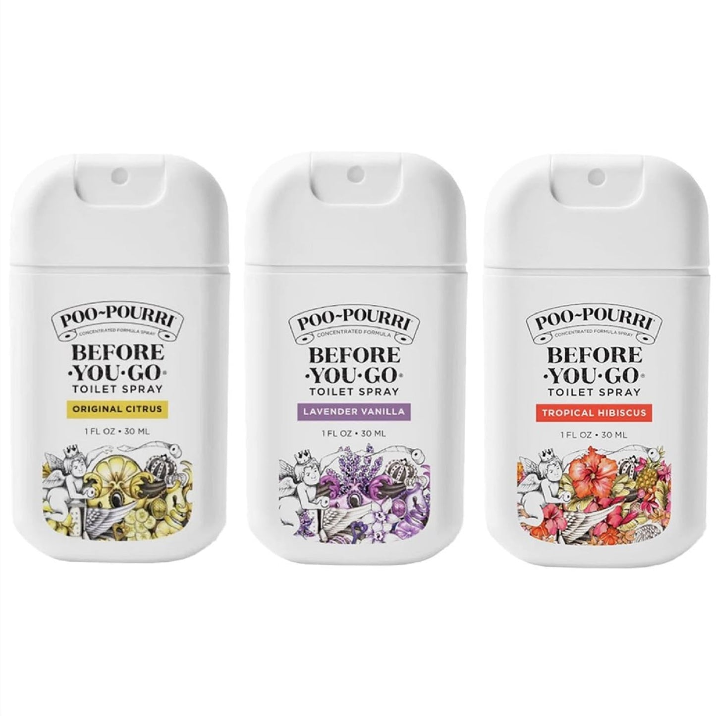 Poo-Pourri Before-You-Go Pocket Toilet Spray, Travel Essentials, 1 Fl Oz, Spring Variety 3 Pack