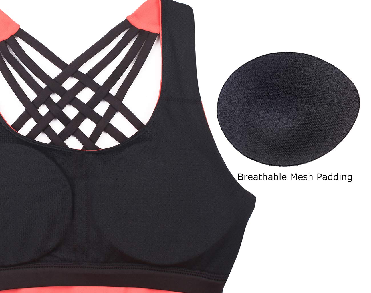 icyzone Yoga Tops Workouts Clothes Activewear Built in Bra Tank Tops for Women (S, Fusion Coral)