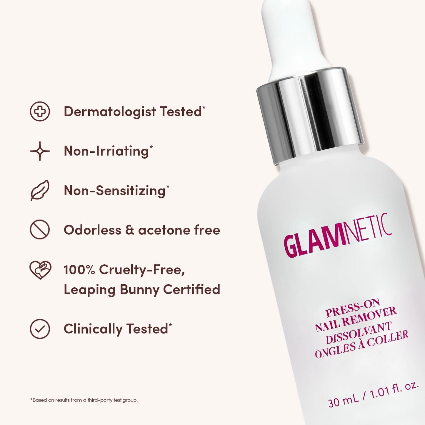 Glamnetic Press On Nail Remover | Odorless, No Acetone, Gentle Press-On Nail Remover  30 ml/1.01 fl. oz.