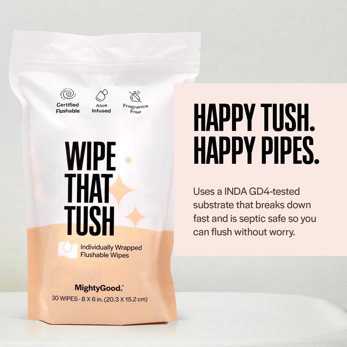 Wipe That Tush On-The-Go Flushable Wipes,Individually Wrapped Wipes-30pc