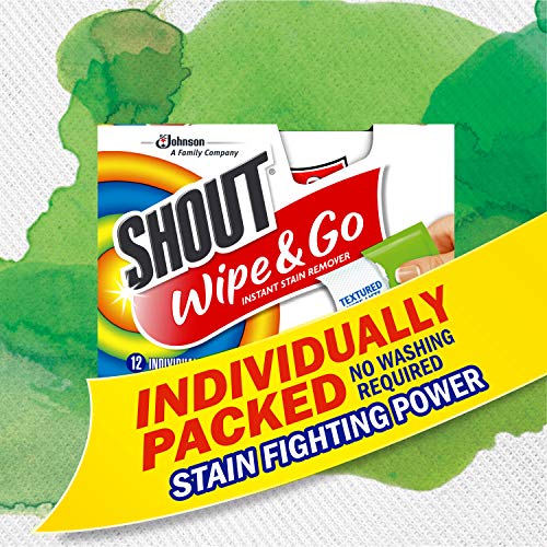 Shout Wipe & Go Instant Stain Remover Wipes, (6 Packs of 12 wipes)-72pc