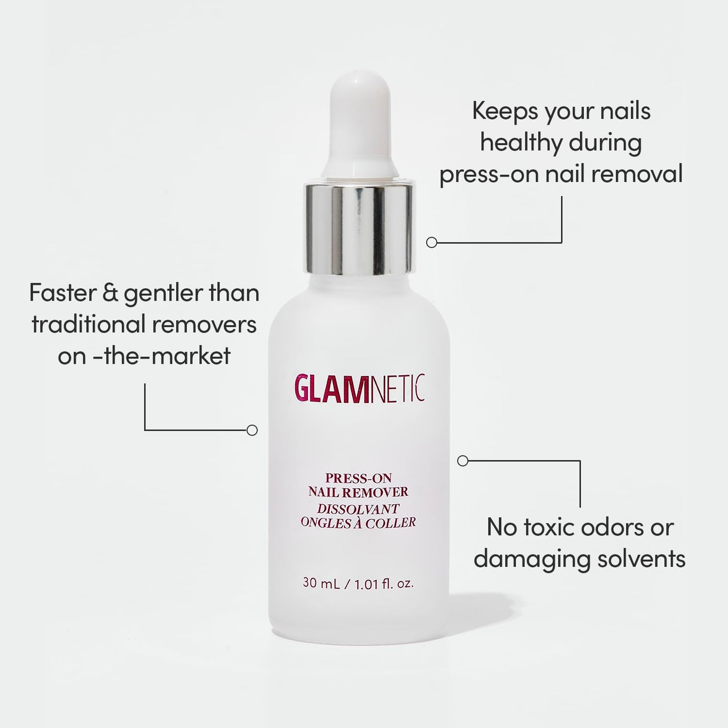Glamnetic Press On Nail Remover | Odorless, No Acetone, Gentle Press-On Nail Remover  30 ml/1.01 fl. oz.