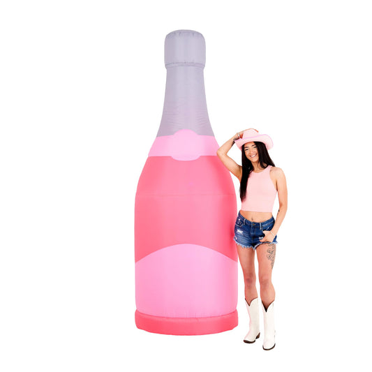 8ft Tall Bubbly Pink Blow-Up Large Inflatable Champagne Bottle