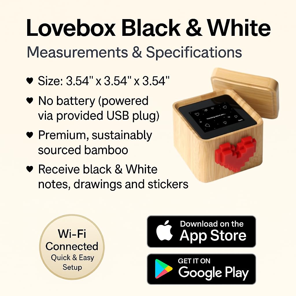 Lovebox Black & White | Love Note Messenger | Meaningful for Mom, Dad, Wife, Husband, Grandma, Grandpa, Kids, Couple Gift, Long Distance Relationship Gift
