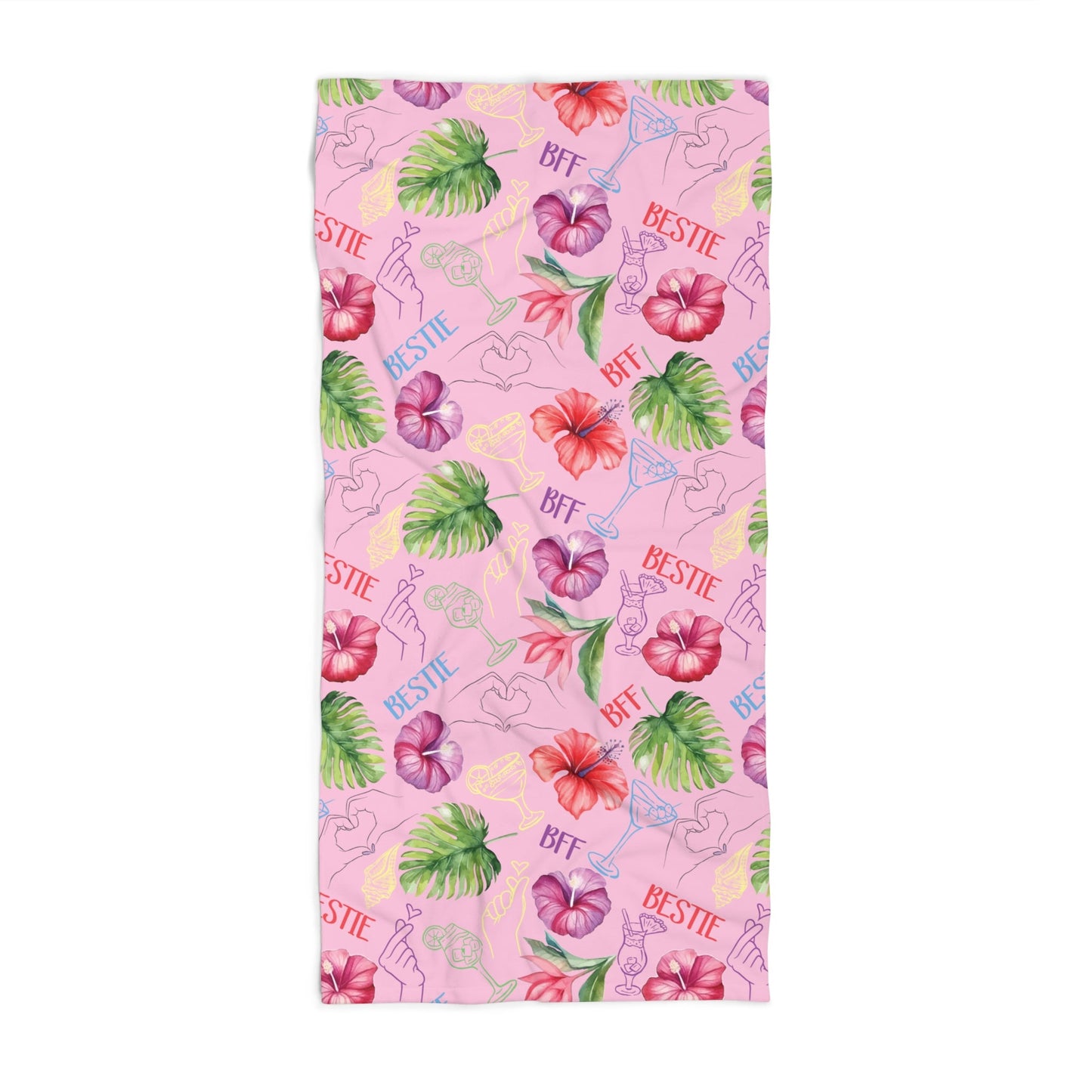 BFF Bestie Beach Towel | Floral Girls Trip Towel